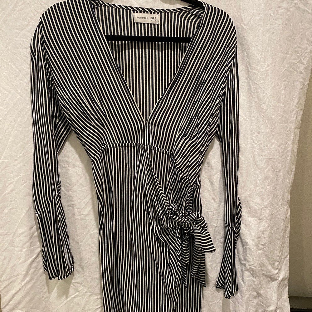 FAITHFULL the brand striped wrap dress